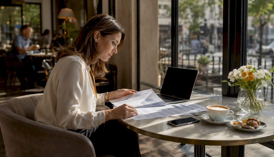 Professional reviewing airport car service booking